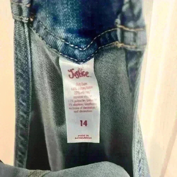 Justice Girls Overall Dress | Denim Dress with Pockets | Size 14 - Picture 3 of 3